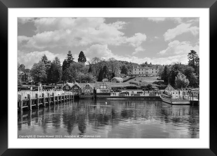 Bowness on Windermere Monochrome Framed Mounted Print by Diana Mower