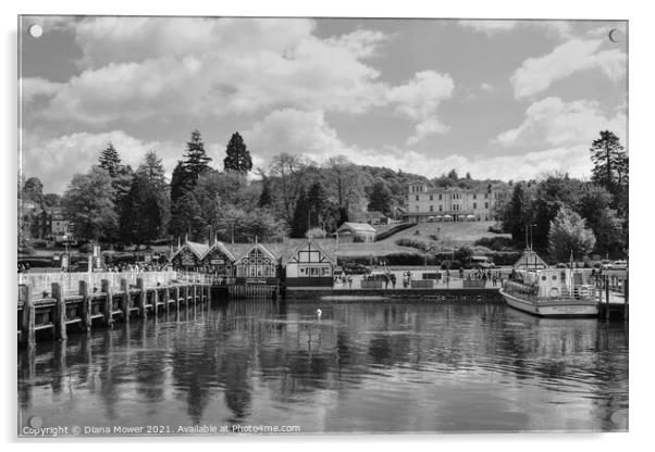 Bowness on Windermere Monochrome Acrylic by Diana Mower
