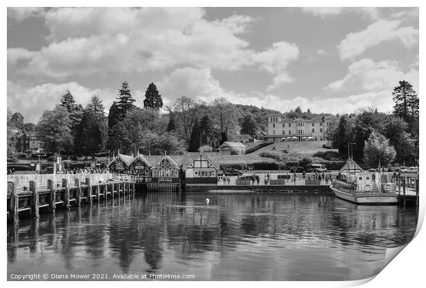 Bowness on Windermere Monochrome Print by Diana Mower