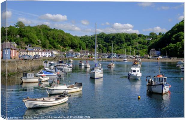 The pretty harbour of Lower Town Fishguard Canvas Print by Chris Warren