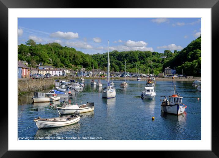 The pretty harbour of Lower Town Fishguard Framed Mounted Print by Chris Warren
