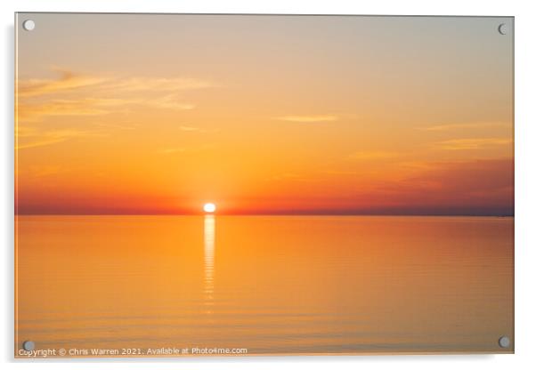 Sun setting over a calm sea Acrylic by Chris Warren