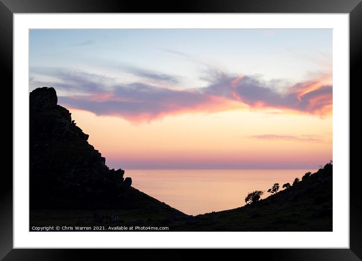 Sunset at the Valley of Rocks  Framed Mounted Print by Chris Warren