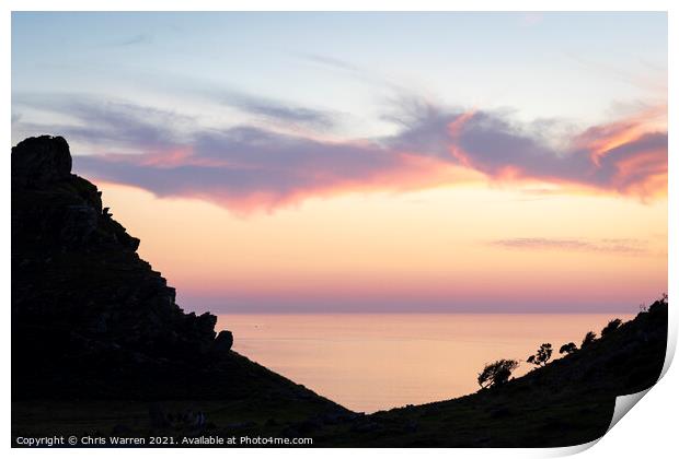 Sunset at the Valley of Rocks  Print by Chris Warren