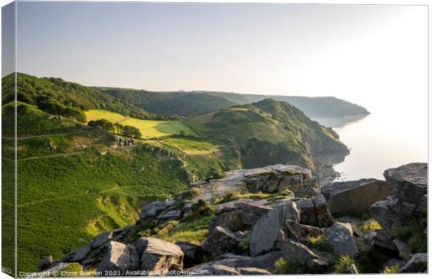 The rocky cliffs at the Valley of the Rocks Canvas Print by Chris Warren