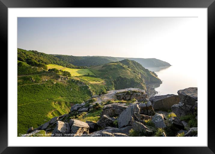 The rocky cliffs at the Valley of the Rocks Framed Mounted Print by Chris Warren