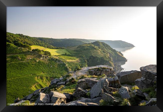 The rocky cliffs at the Valley of the Rocks Framed Print by Chris Warren