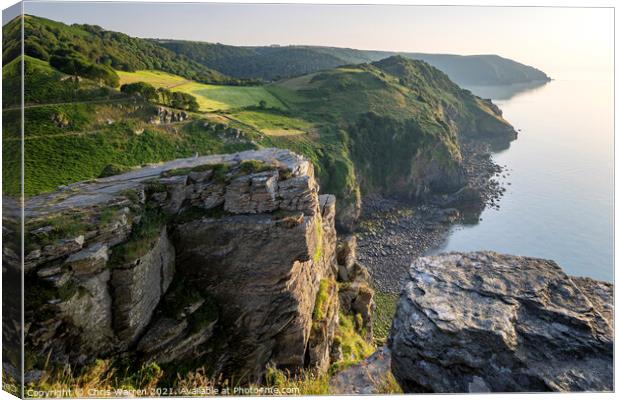 The rocky cliffs at the Valley of the Rocks Canvas Print by Chris Warren