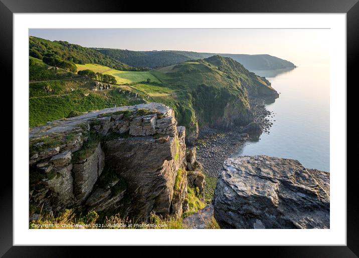 The rocky cliffs at the Valley of the Rocks Framed Mounted Print by Chris Warren