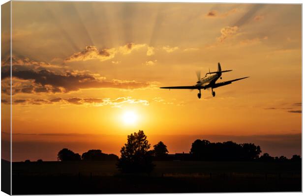 Spitfire Sunset Approach Canvas Print by J Biggadike
