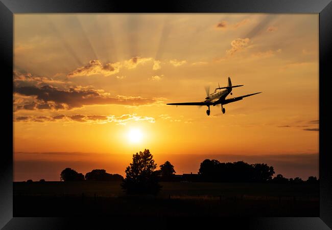 Spitfire Sunset Approach Framed Print by J Biggadike