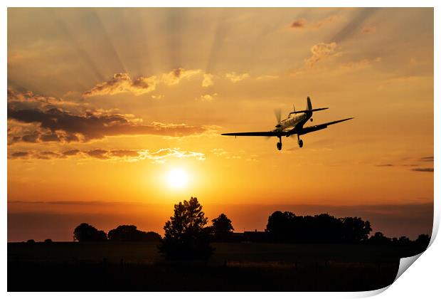Spitfire Sunset Approach Print by J Biggadike