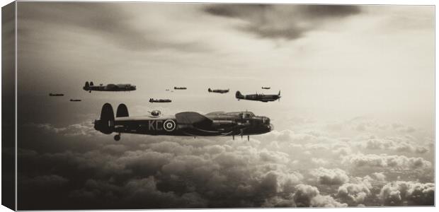 Lancasters and Spitfires Mono Canvas Print by J Biggadike