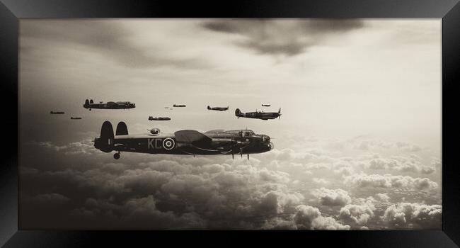 Lancasters and Spitfires Mono Framed Print by J Biggadike