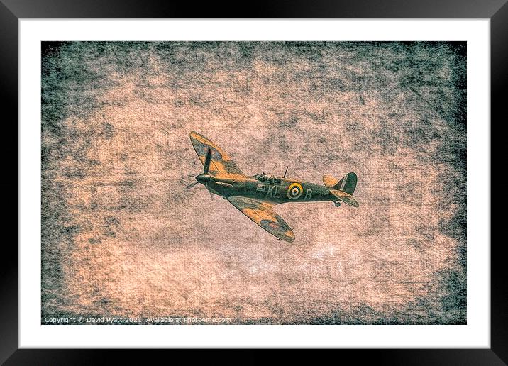 Spitfire Vintage Flight Framed Mounted Print by David Pyatt