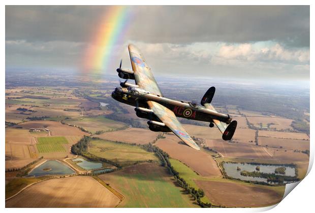 Lancaster Bomber Stormy Flight  Print by J Biggadike