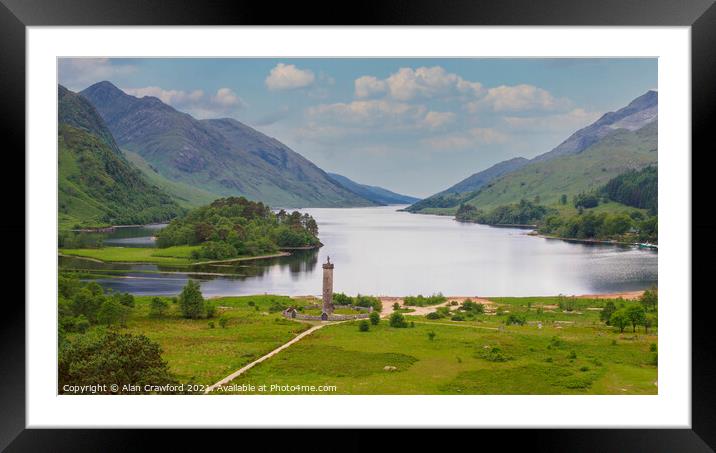 View of Glenfinnan Monument and Loch Shiel Framed Mounted Print by Alan Crawford