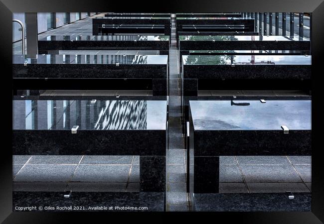 Abstract black stone benches Framed Print by Giles Rocholl