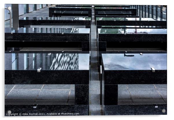 Abstract black stone benches Acrylic by Giles Rocholl