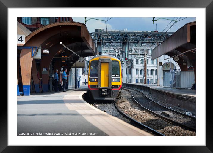 Train at station Framed Mounted Print by Giles Rocholl