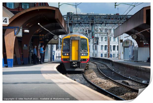 Train at station Print by Giles Rocholl