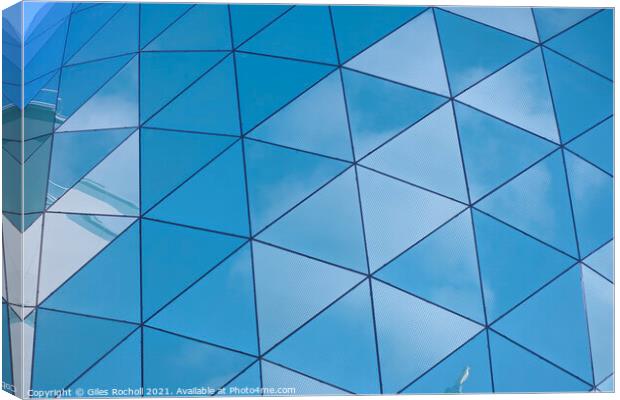 Triangular glass abstract building Canvas Print by Giles Rocholl