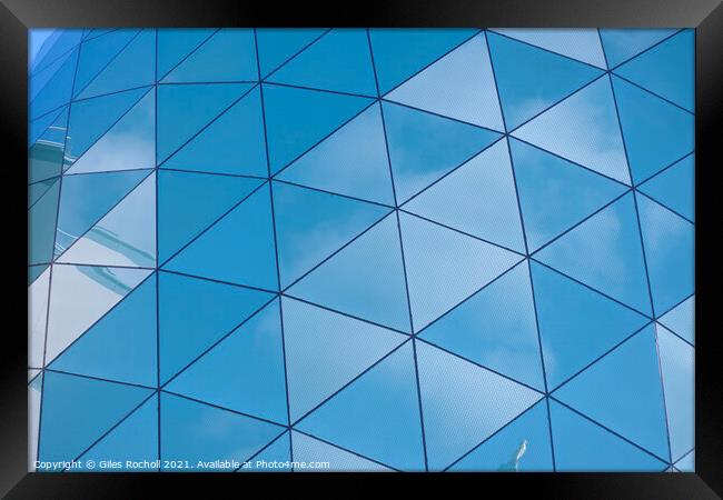 Triangular glass abstract building Framed Print by Giles Rocholl