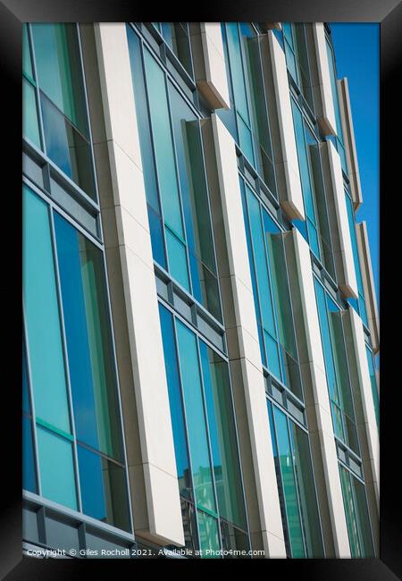 Abstract glass and stone cladding Framed Print by Giles Rocholl