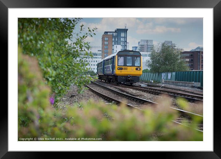 Modern train Manchester Framed Mounted Print by Giles Rocholl