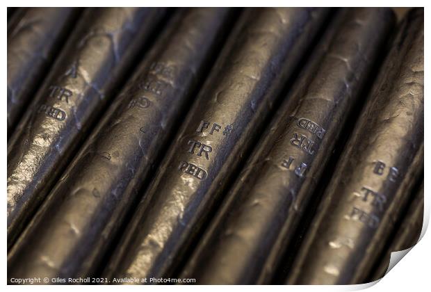 Metal organ pipes Print by Giles Rocholl