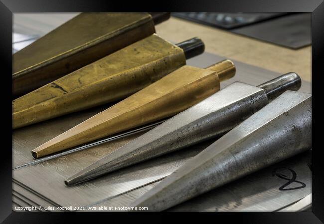 Old tools organ pipe shapers Framed Print by Giles Rocholl