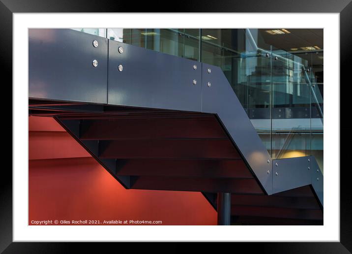 Modern stair case buildings Framed Mounted Print by Giles Rocholl