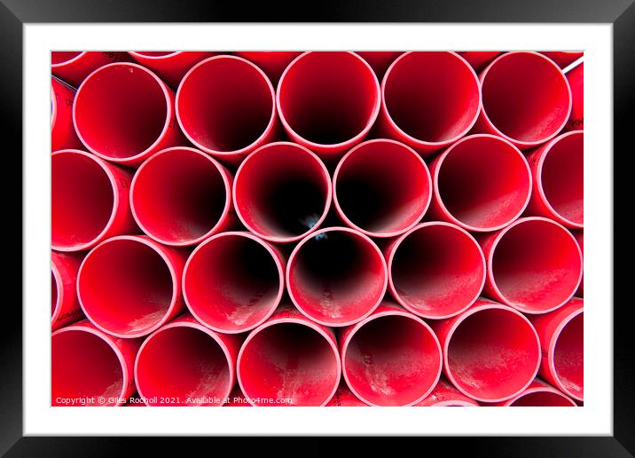 Abstract red plastic tubes Framed Mounted Print by Giles Rocholl