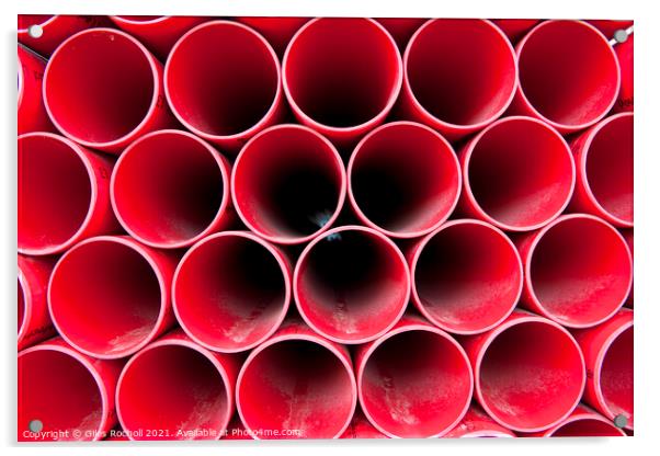 Abstract red plastic tubes Acrylic by Giles Rocholl