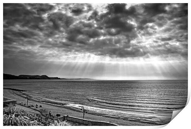 Lyme Bay Sun Rays Print by Darren Galpin