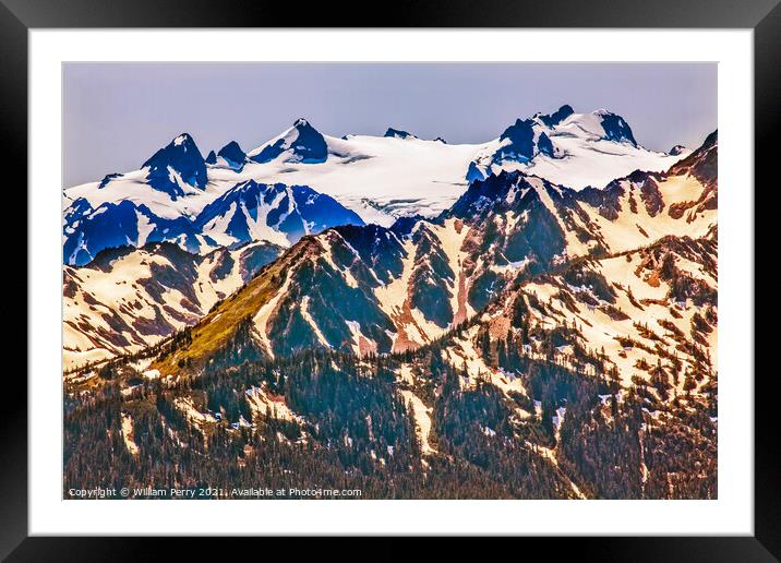 Mount Olympus Snow Mountains Hurricane Ridge Olympic National Pa Framed Mounted Print by William Perry