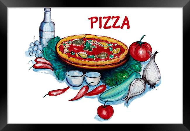 Pizza Framed Print by Raymond Evans