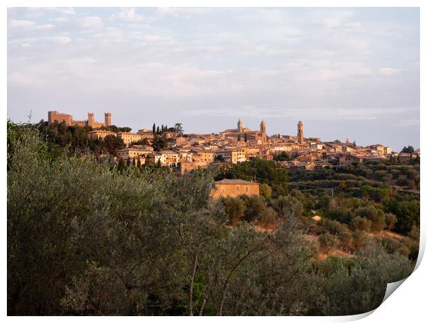 Montalcino Cityscape on a Summer Morning Print by Dietmar Rauscher