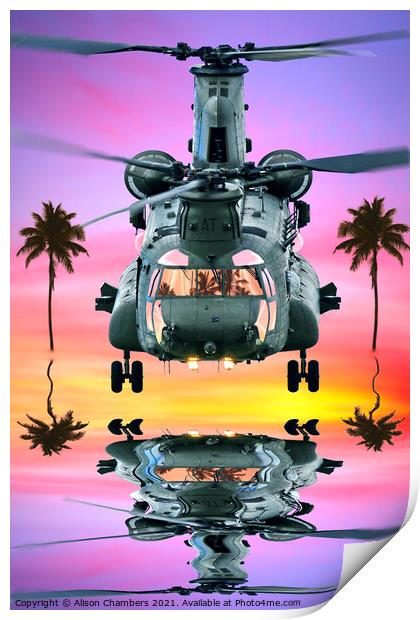 Chinook Tropical Ops Print by Alison Chambers
