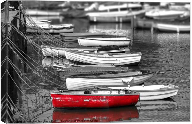 Tethered Boats Canvas Print by Alison Chambers