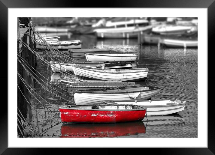 Tethered Boats Framed Mounted Print by Alison Chambers