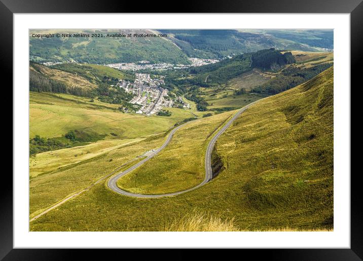 Hairpin Bend at Bwlch y Clawdd Rhondda Framed Mounted Print by Nick Jenkins