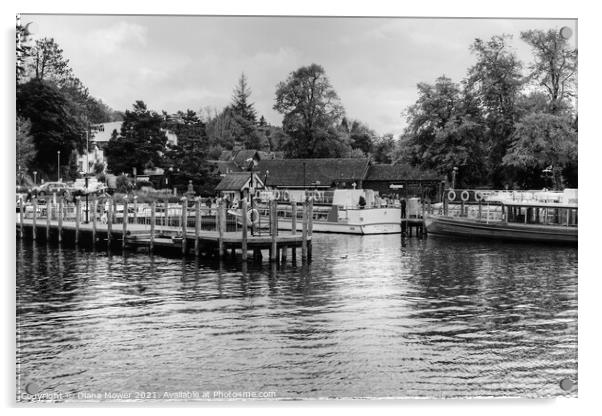 Bowness Windermere Black and white Acrylic by Diana Mower