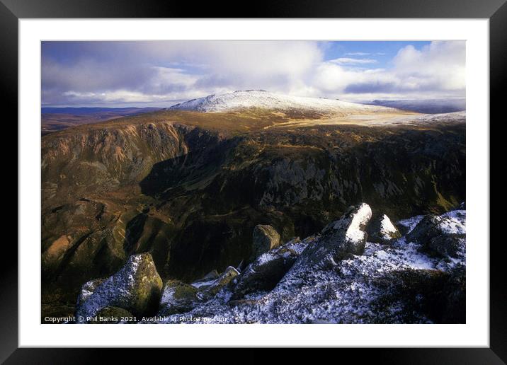 Cairngorm Mountains - Bynack More in early winter Framed Mounted Print by Phil Banks