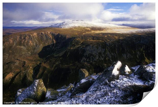 Cairngorm Mountains - Bynack More in early winter Print by Phil Banks