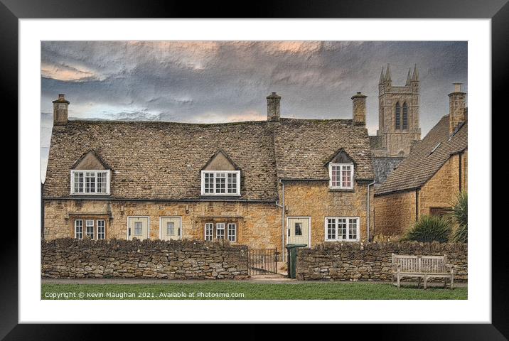 Stone Cottages In Broadway In The Cotswolds Framed Mounted Print by Kevin Maughan