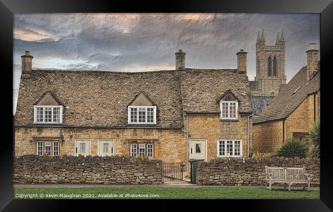 Stone Cottages In Broadway In The Cotswolds Framed Print by Kevin Maughan