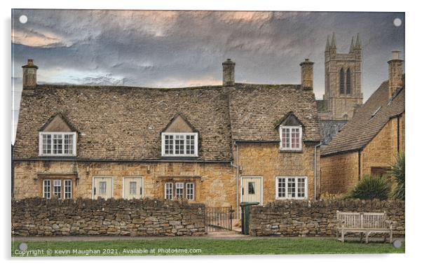 Stone Cottages In Broadway In The Cotswolds Acrylic by Kevin Maughan