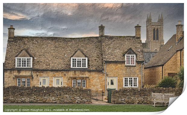 Stone Cottages In Broadway In The Cotswolds Print by Kevin Maughan