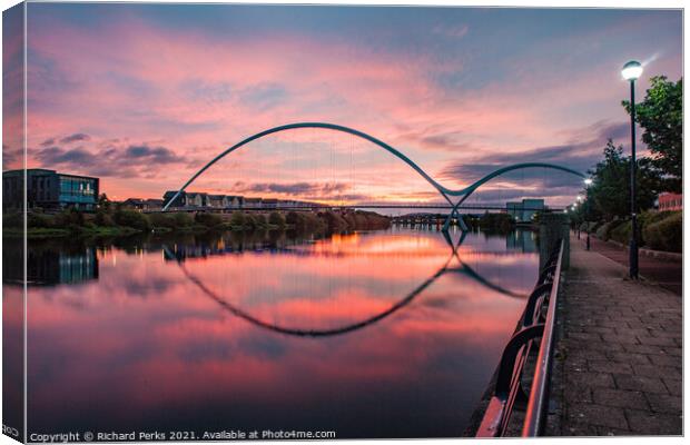 Daybreak over the Tees and Infinity Bridge Canvas Print by Richard Perks